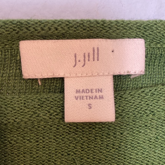 J. Jill Women's Size S *PATCHED* Green Linen Blend Lightweight Sweater Shirt Top - Picture 7 of 14